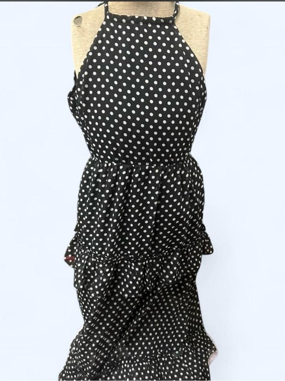 Endless Rose Black and White Polka Dot Midi Dress
